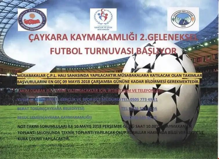 2018 Çaykara Kaymakamlık Futbol Turnuvası Başlıyor
